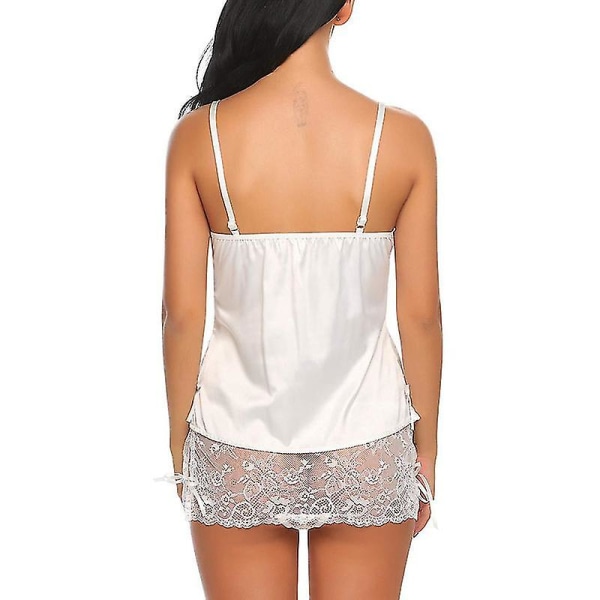 Lady Lace Cami Top Shorts Sexiga Pyjamas Set Sovkläder White 2XL