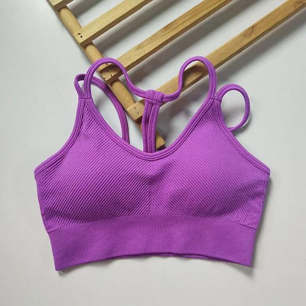 Kvinnor Andningsbar Sport-BH Stötsäker Träningstopp Gym Crop Top BH Push Up Sport-BH Gym Träningslinne Sömlös Yoga-BH M