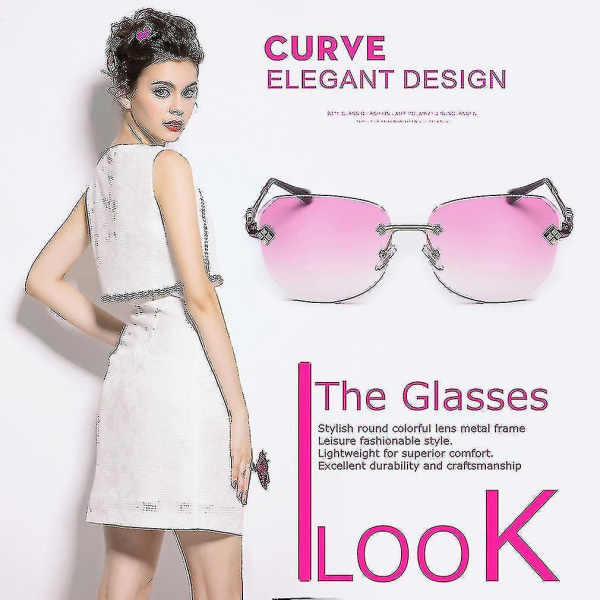 Snygga, minimalistiska tegelpläterade stil, ramlösa damsolglasögon Uv400