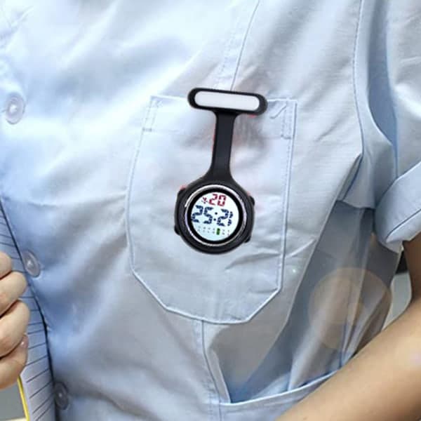 {YM}Electronic Multifunctional Nurse Watch Silicone Black