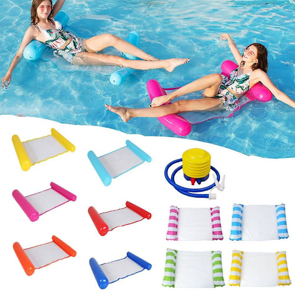 Sommar Uppblåsbar Vikbar Flytande Rad Simbassäng Vatten Hängmatta Luftmadrasser Säng Strand Pool Leksak Vatten Lounge Stol water hammock C