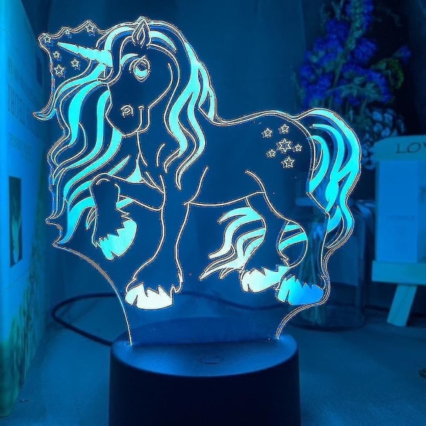 Akryl 3d liten nattlampa Unicorn Led nattljus