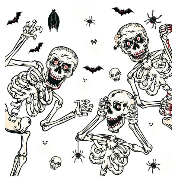 Halloween skelett Fönster klamrar sig fast Döskalle Ghost Fönsterklistermärken Dekoration för spöklika hem Glasvägg Spökhus Festtillbehör