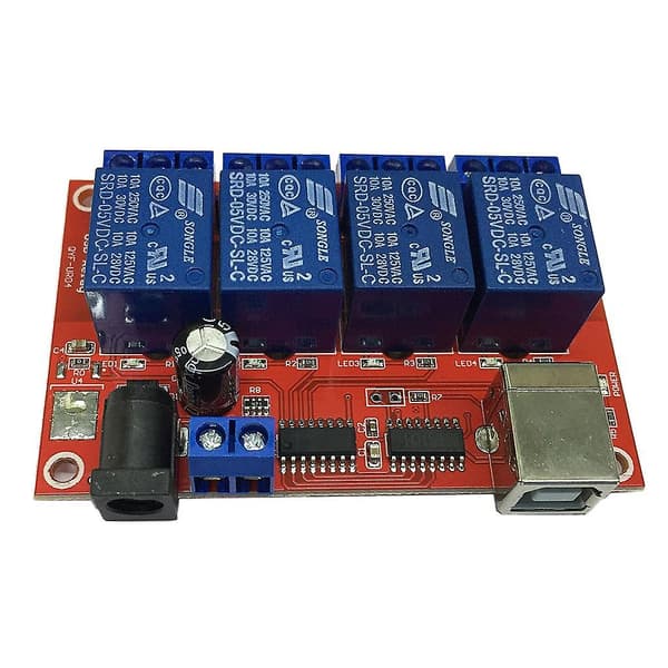 4-kanals USB-relæmodul HID Ingen drev USB-relæ til MCU-styring 5V
