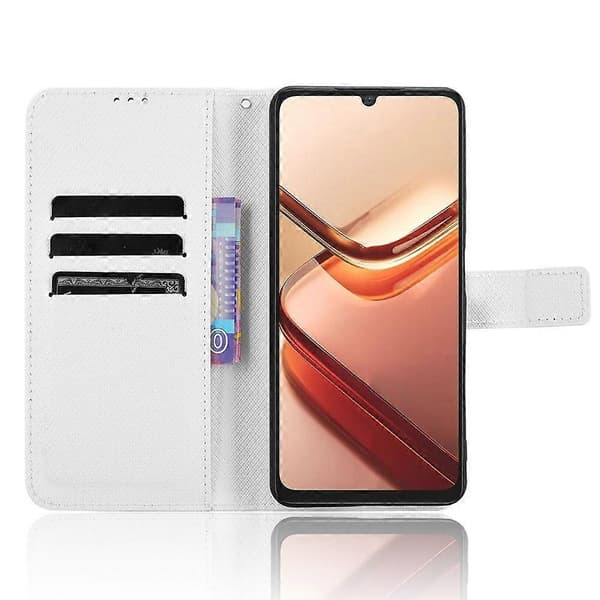 Diamantteksturert telefondeksel i lær White For Doogee Note 58 / Note 58 Pro