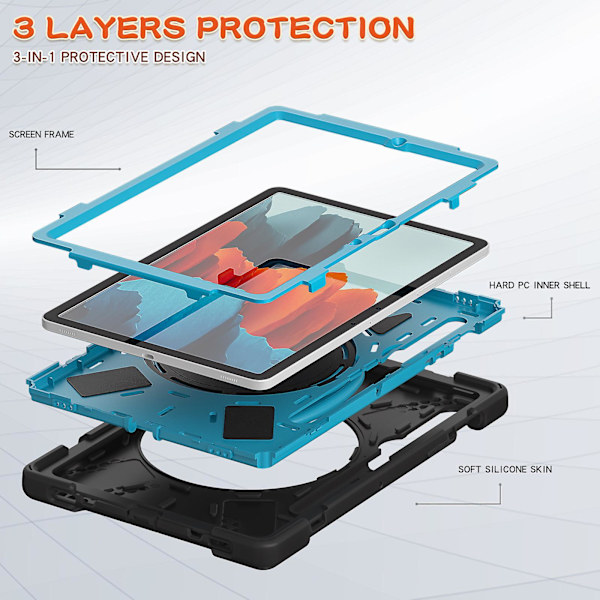 Fodral med magnetiskt stativ och pennhållare för Samsung Galaxy Tab S7 Plus Fe Kompatibel med Galaxy Tab S6 Lite Tab A 10.1 A 8 A7 10.4 Fodral Rainbow colors 3 Tab A7 lite 8.7