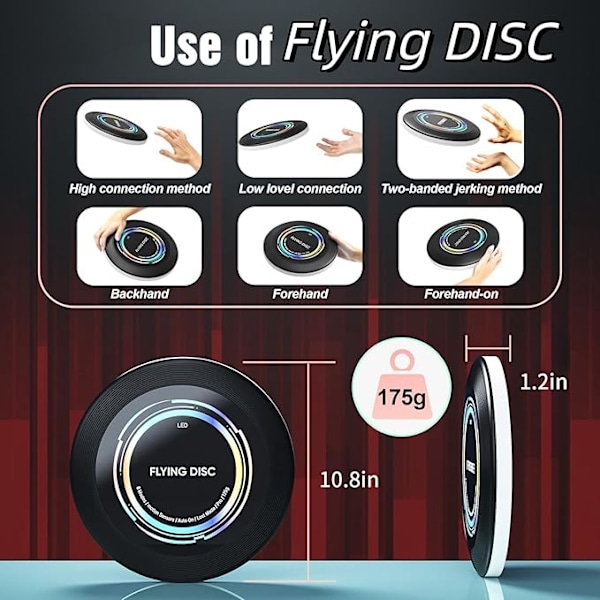 Lysande Frisbee - RGB-ljus, Uppladdningsbar, 50 LED-lampor Superstark, Rörelsesensor Smart Läge, Lämplig för Uteplats, Gräsmatta, Plan, Utomhuslekar (blå) blue