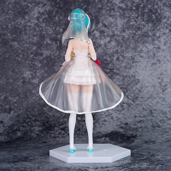 Anime Figur Hatsune Miku i Bröllopsklänning Actionfigurer Kawaii Baddräkt Vocaloid Pvc Samlarobjekt Modellleksaker Flickpresent CY-7