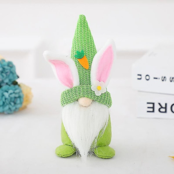 Ny påsk Ansiktslös Gnome Kanindocka Handgjord Återanvändbar heminredning Vårhängande kaninprydnader Barngåvor 18cm green