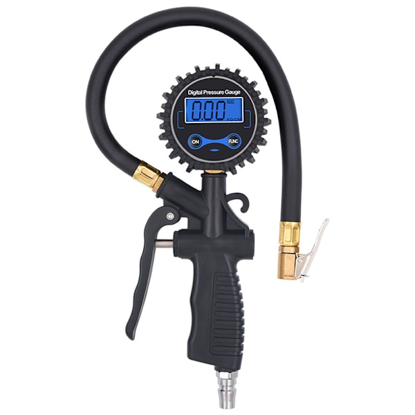Digital däckpump med däcktrycksmätare, LCD-display, lufttrycksmätare, tryckluft, hög precision