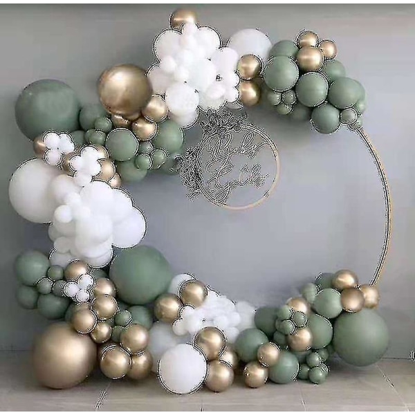 137 st Olivgrön latex ballong girland Arch Kit Vitguld Konfetti&retro guldballong&metallic krom-födelsedagsfest dekoration Bröllopstillbehör