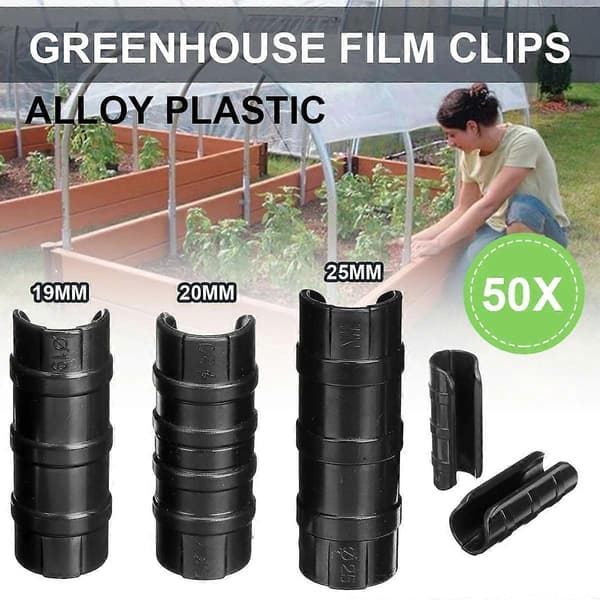 50 stk. 20 mm ABS drivhus snap rørklemmer, sorte clips til havefolier