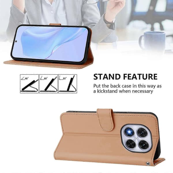 PU-deksel i solid farge for Redmi Note 14 Pro 5G / 14 Pro+ 5G Nude