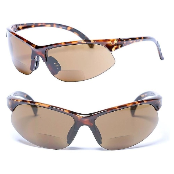 2 par unisex bifokala sportomslagssolglasögon - solglasögon för utomhusläsning - svart/svart - 1,25 1.25 Black High Definition Amber