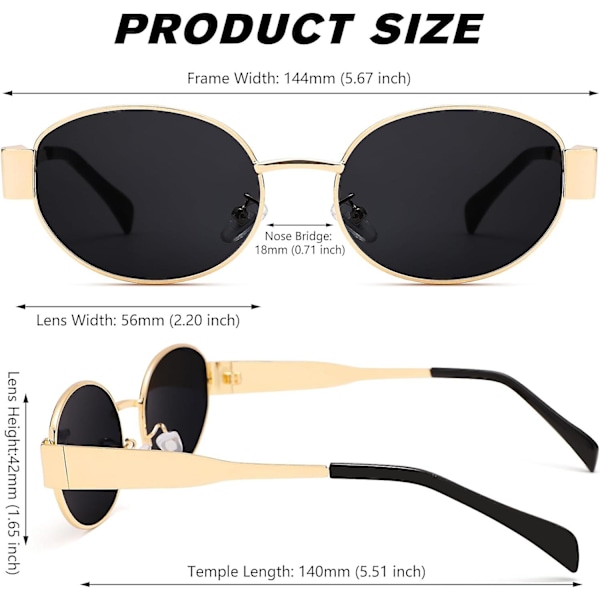Retro Ovale Solbriller kompatible Kvinder Mænd - Mode Solbriller - Rektangel Metalramme Shades_SSDLV