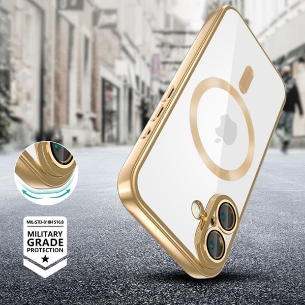 {YM}Compatible with iPhone 16 Case MagSafe MagFlex Shiny Gold 40