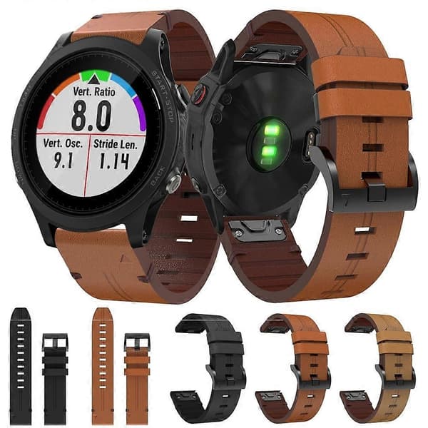 Til Garmin Forerunner 935 22mm Læder Stålspænde Urrem Black