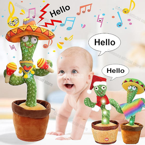 Dansende Kaktus 120 Sang Højttaler Talende Stemme Gentag Plys Kaktus Danser Legetøj Talende Plysdyr Udstoppede Legetøj Til Baby Jul Xmasredmiter@ Model 2
