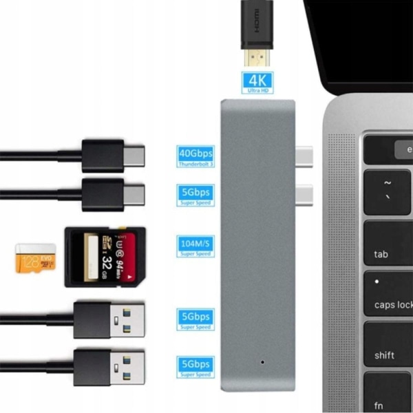 7 i 1-adapter USB-C Hub HDMI PD SD Macbook Air PRO,JL961