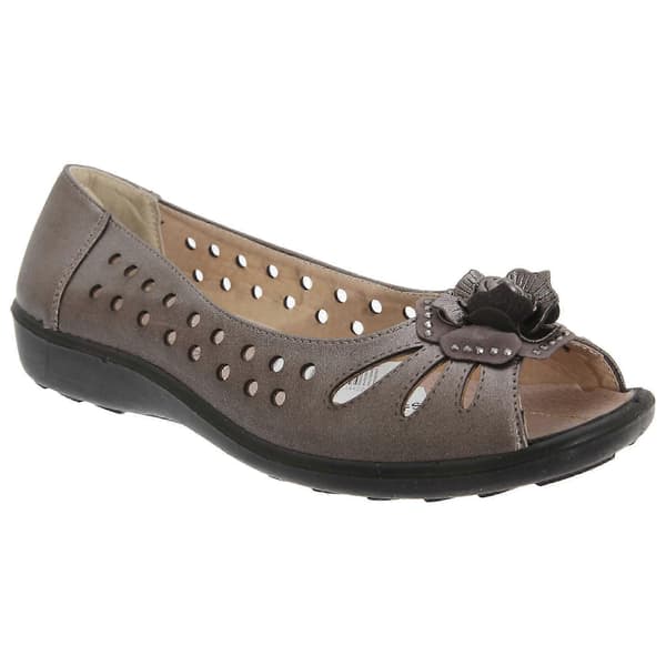 Boulevard Dame Punched Open Toe Blomster Fritidssko Pewter 9 UK