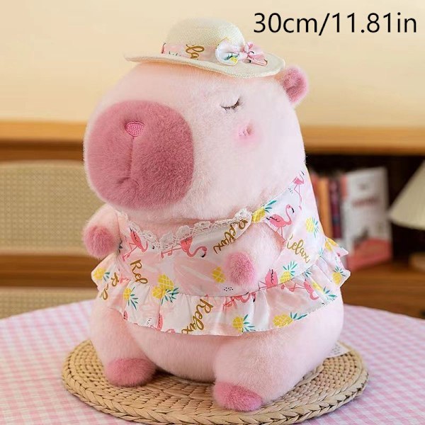 Gul Anka Badring Capybara Plyschleksak Strandkläder Fylld Docka Rosa Pink 30CM