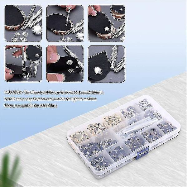 100 Set Läder Tryckknappar Kit, 12.5mm Metall Knapp Tryckknappar, 4 Färg Läder Tryckknappar Fo