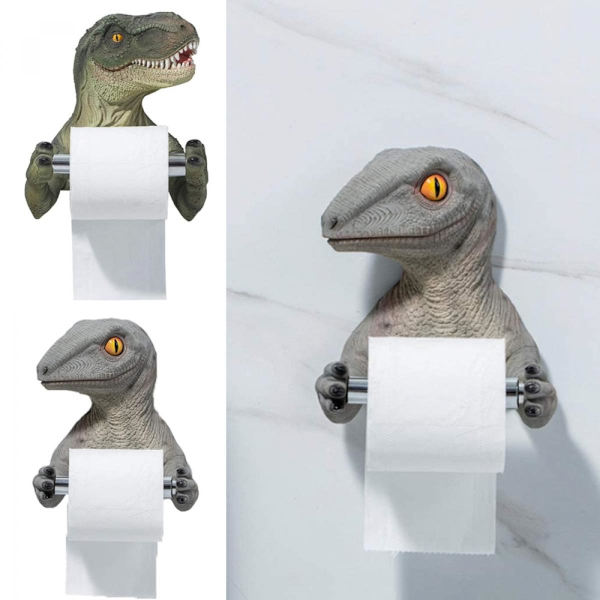 Kreativ Tissuebox i Harts Toalettpappershållare Tecknad Dinosaurie Handdukshängare Sovrum Rullhållare Staty Badrumsdekoration | Pappershållare (grön)