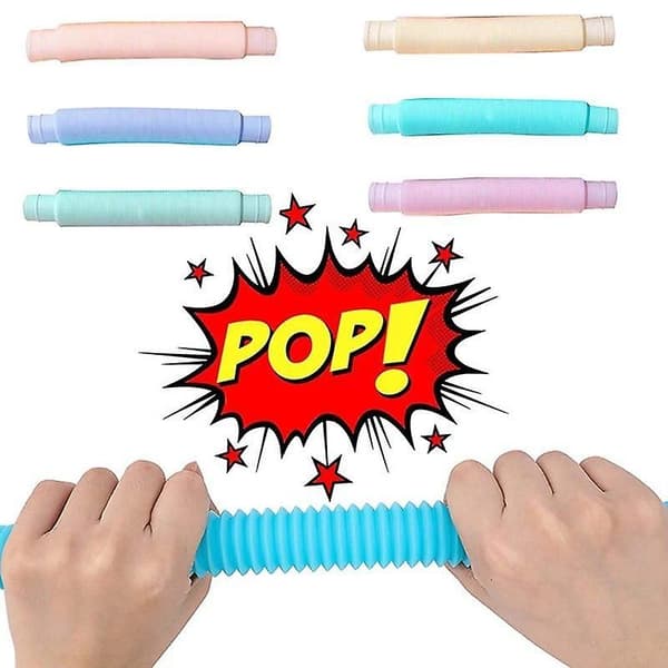 {YM}6 stk lysrør uttrekkbare rør Fidget Sensory Toy Stress Relief Tool