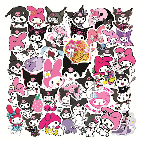 50 st Cinnamoroll Sanrio Kuromi Klistermärken Dekaler för Laptop Vattenflaska Skateboard Dekoration A