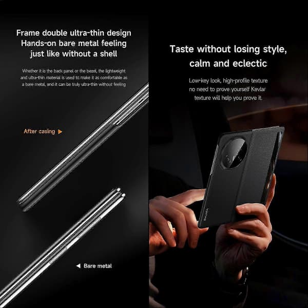 SULADA Kevlar 600D Tekstureret Smart Window Læder Telefon Cover til Honor Magic V5 Brown