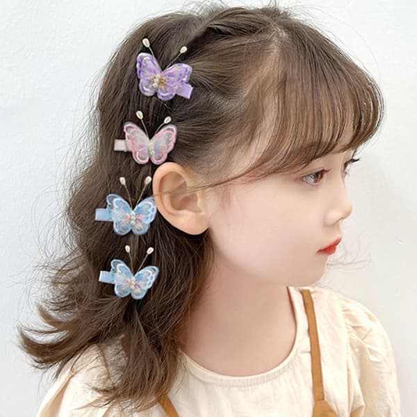 Merryso 1 Par Hårklemmer Søde Dekorative 3D Sommerfugl Blonde Broderede Hårnåle Tilbehør White