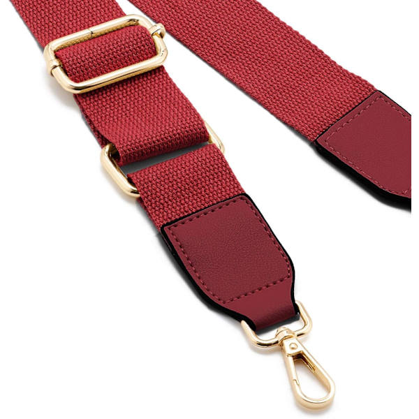 {YM}Women's Wide Shoulder Strap, Adjustable Leather Replacement Shoulder Strap (Wine Red)-FS2- Red