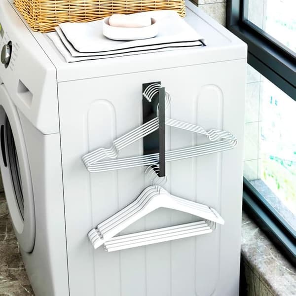 {YM}Magnetic Hanger Storage Rack, Washing Machine Hanger Storage Rack, Hanger Rack 25L×8W, Black Black