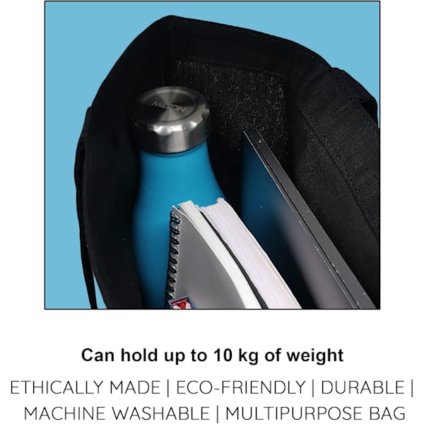 EcoRight 100% Økologisk Canvas Tote Bag med Lynlås, Miljøvenlige Små Tote Bags til Kvinder til Rejser, Strand & Shopping Bone Appetite