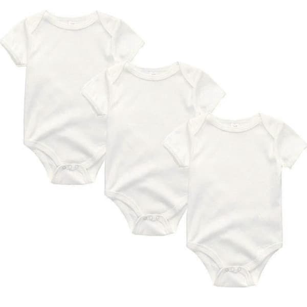 3 st Barn Kortärmad Bomullsbody 3M White