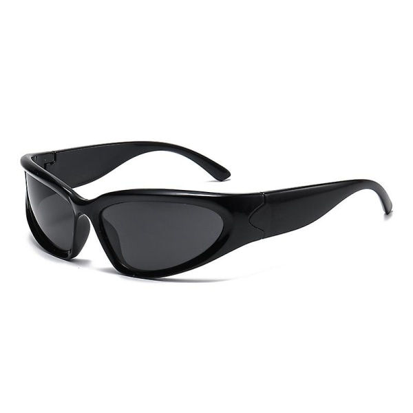 Populära damsolglasögon Punksolglasögon Unika sportsolglasögon män Uv400 Goggle Shades Spegel Färgglada Y2k-glasögon black