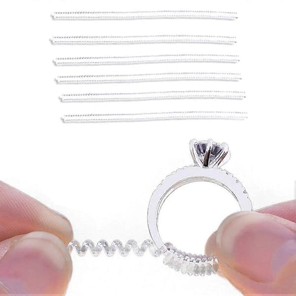 6 stk. usynlig ringstørrelsesjusterer TPU ringbeskytter klar ringstørrelsesreduserer for løse ringer (tynn) Silver
