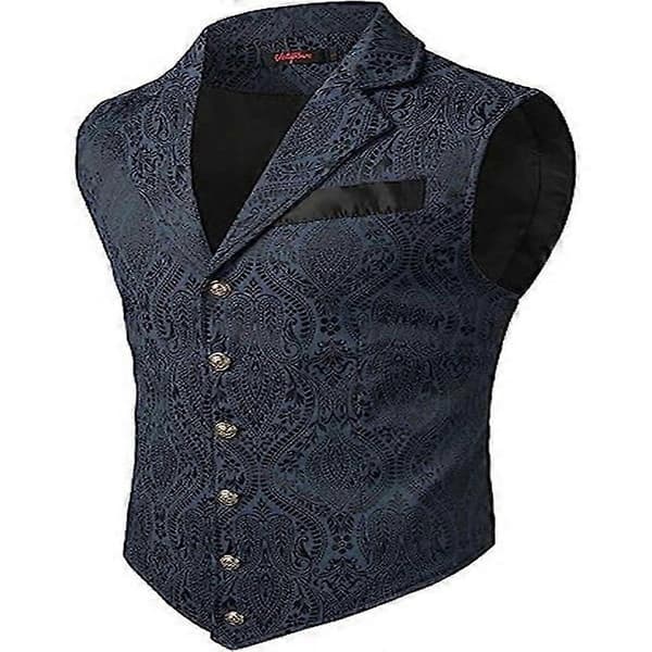 Viktoriansk vest til mænd, steampunk gotisk vest blue L