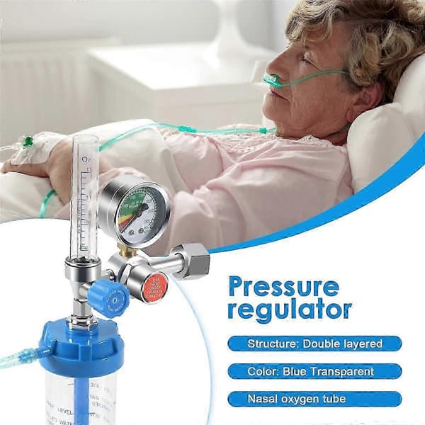 Iltflowmeter Iltflowmeter Trykmåler Iltrykventil Regulator 0-10L/Min G5/8 blue   transparent