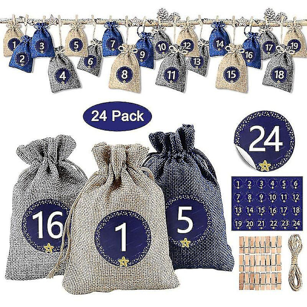 24 dager Julekalenderposer Adventskalender Gaveposer DIY Sett Papirklistremerker Juledekor Calendario De Adviento Styles 3