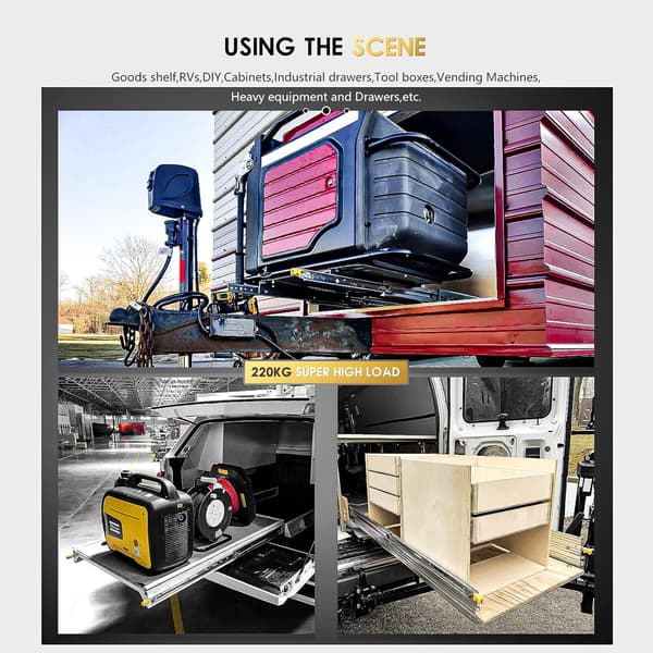 {YM}350mm Heavy Duty Drawer Slides, 760mm Width, with Locking Function Load Capacity up to 220kg, 1 Pair 350mm