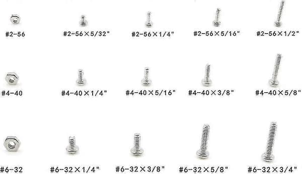 #2-56 #4-40 #6-32 Unc Rustfritt Stål Phillips Pan Hode Maskinskruer Muttere Sortimentsett