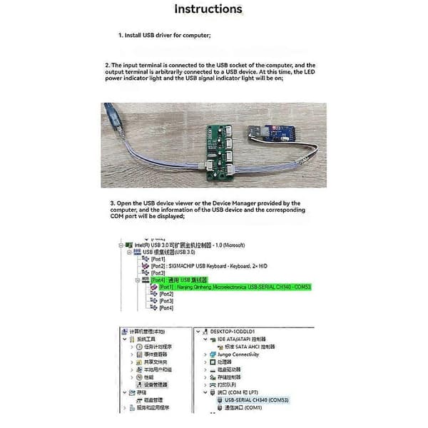 USB2.0 HUB PH2.0 Interface Version 1 til 4 Port USB HUB Modul Driver-Fri USB Splitter 1 til 4 USB2.0 HUB Green