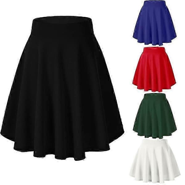 Basic allsidig elastisk avslappet mini skater-skjørt for kvinner black S