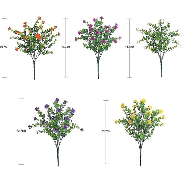 5-pack Heilwiy Konstgjorda Blombuketter, UV-beständiga Gröna Växter Gåva