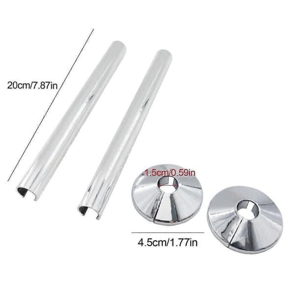 2-pack Rör Radiator Rörskydd Hylsa 15mm Kragar Klipp Passform Badrum Krom silver
