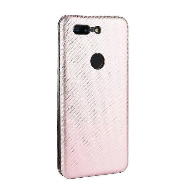 Kolfiberläderfodral för Oneplus 5t Pink
