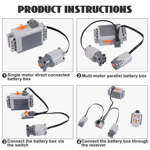 {YM}Technic Motor Set, 25 pcs Power Feature Kit Battery Powered Remote Control Receiver Kit, Includes 1L/2M/1 Servo Motors 25 st