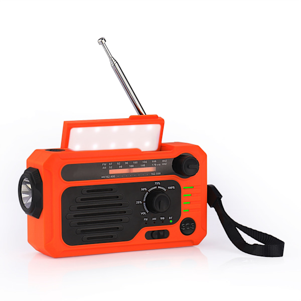 Multifunksjonell Solar Radio & Powerbank – USB-oppladbar med lommelykt, leselys og 3 lademetoder for utendørs bruk