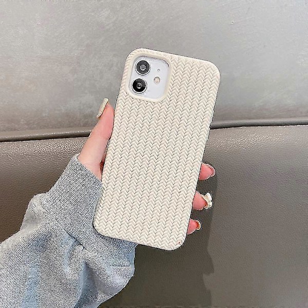 För Iphone 12 Pro Max Herringbone Textur Silikonskyddsfodral (vit)